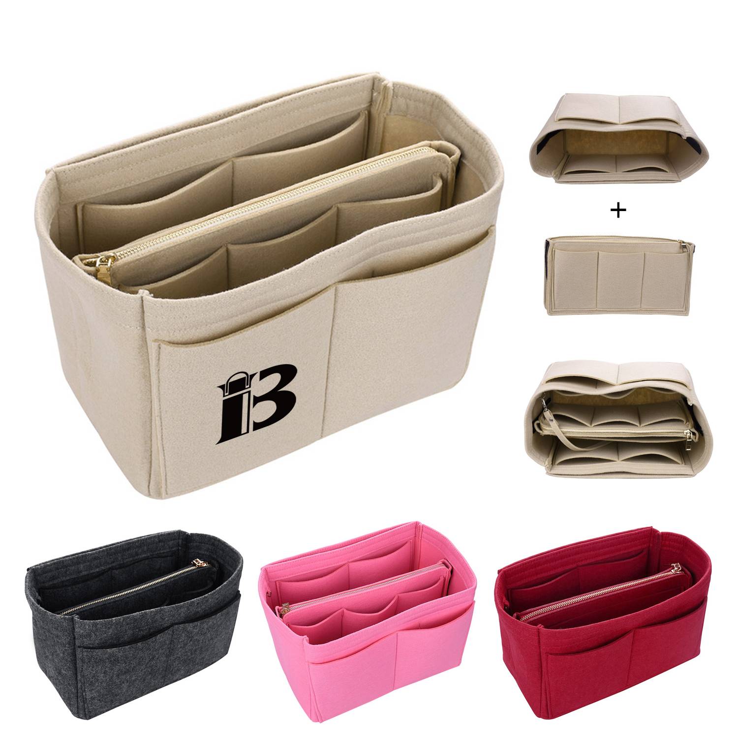 Felt Purse Organizer Insert Makeup Bag 7