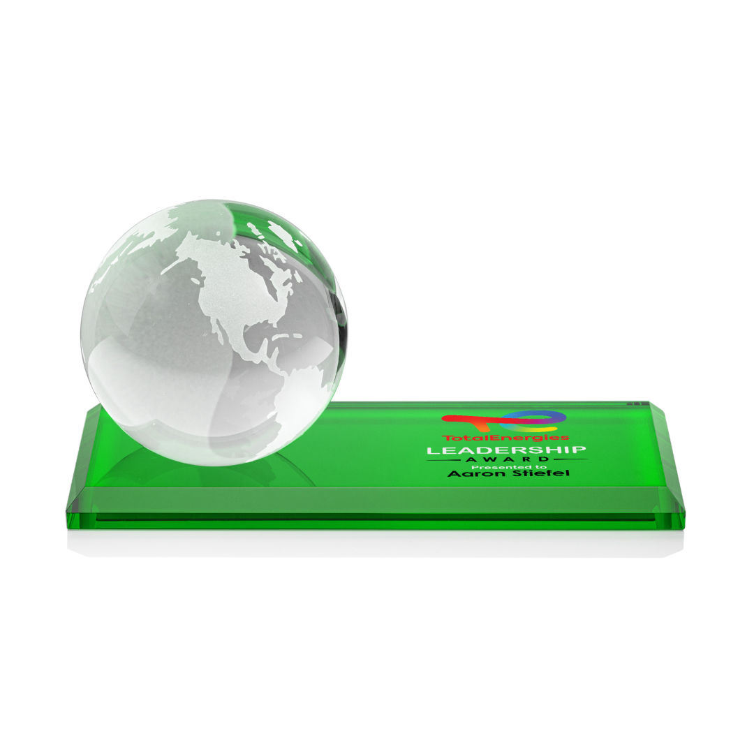 Globe VividPrint™ Award on Rectangle Base - Green 6