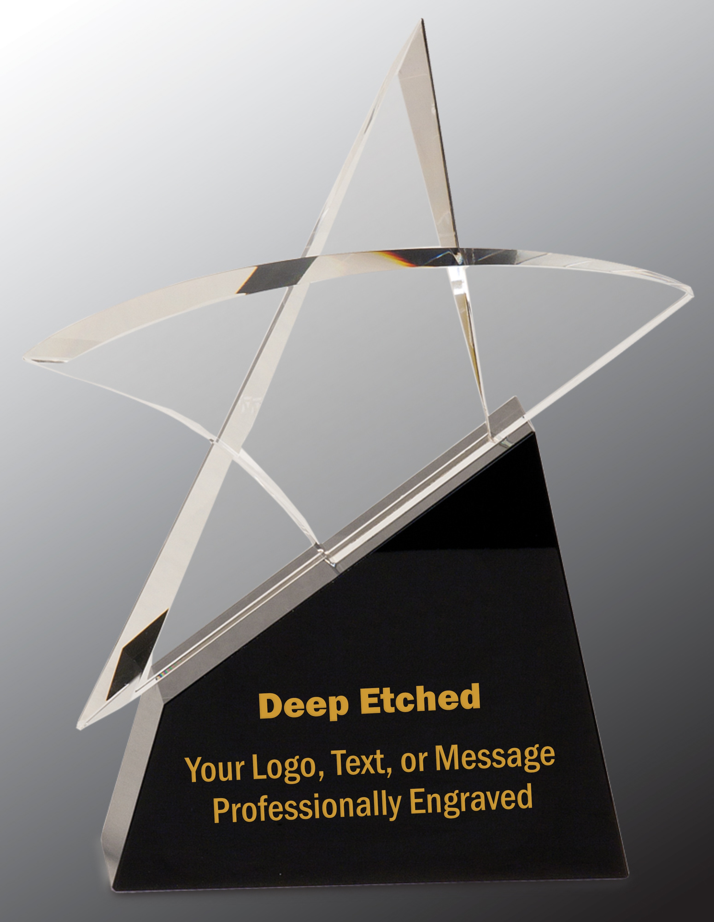 9 1/2" Clear Crystal Outline Star Award on Black Base