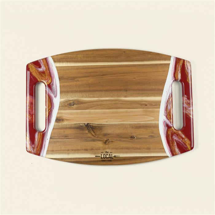 XL Curved Acacia Board With 2 Handles 7