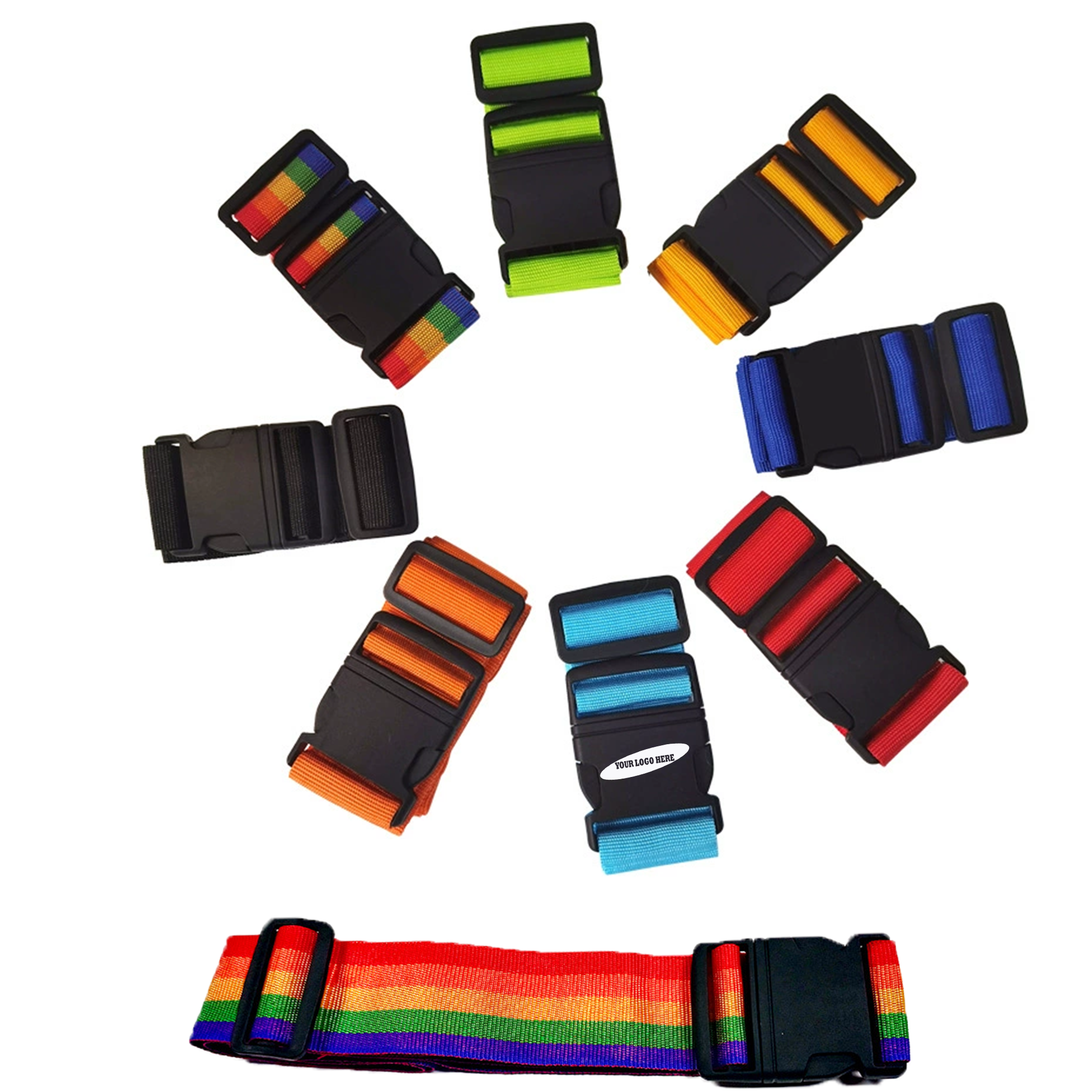 Colorful Adjustable Suitcase Strap with Rainbow Design 2