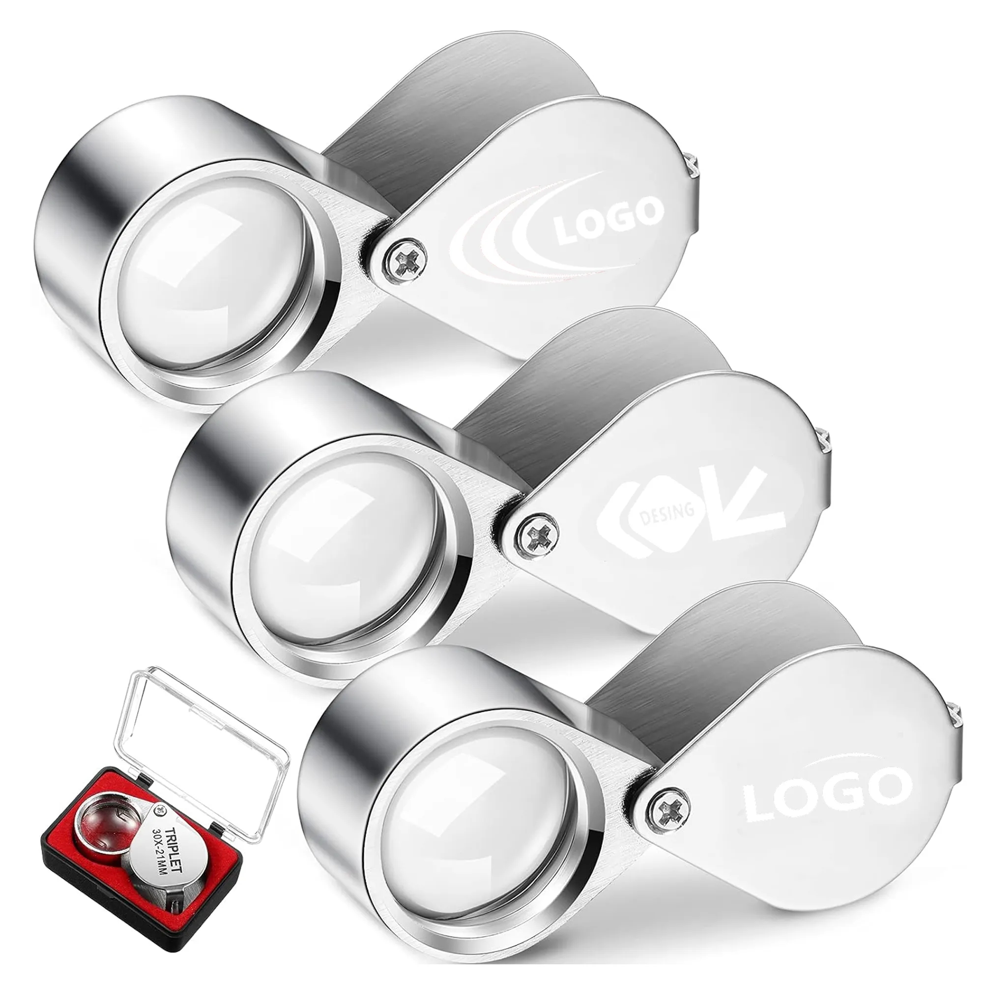 30X Metal Folding J Pocket Jewelry Eye Loupe 2