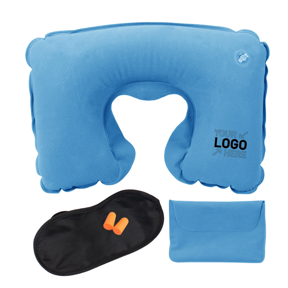 Travel Pillow Kit W/Ear Plugs & Eye Mask 9