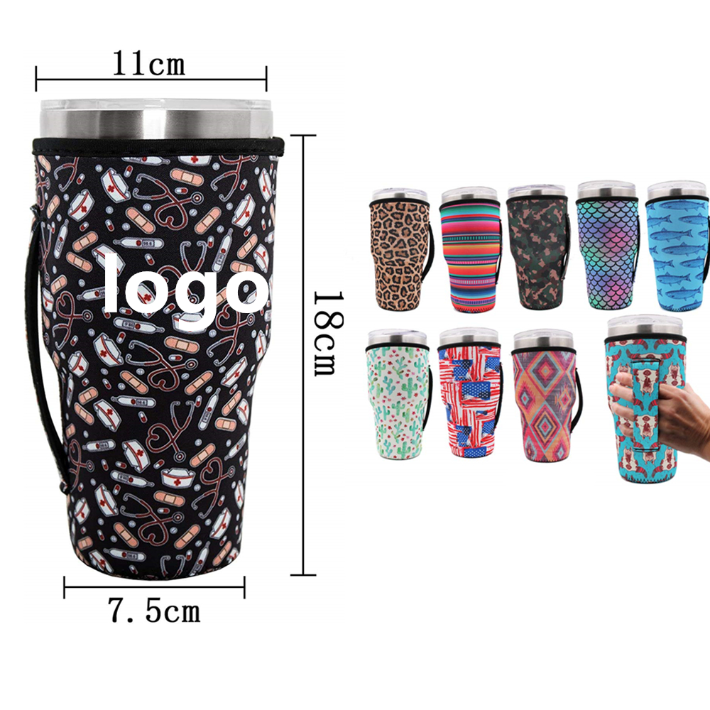 Coffee Cup Insulated Sleeve Cover Holder w/Handle, custom koozie with logo imprint 5