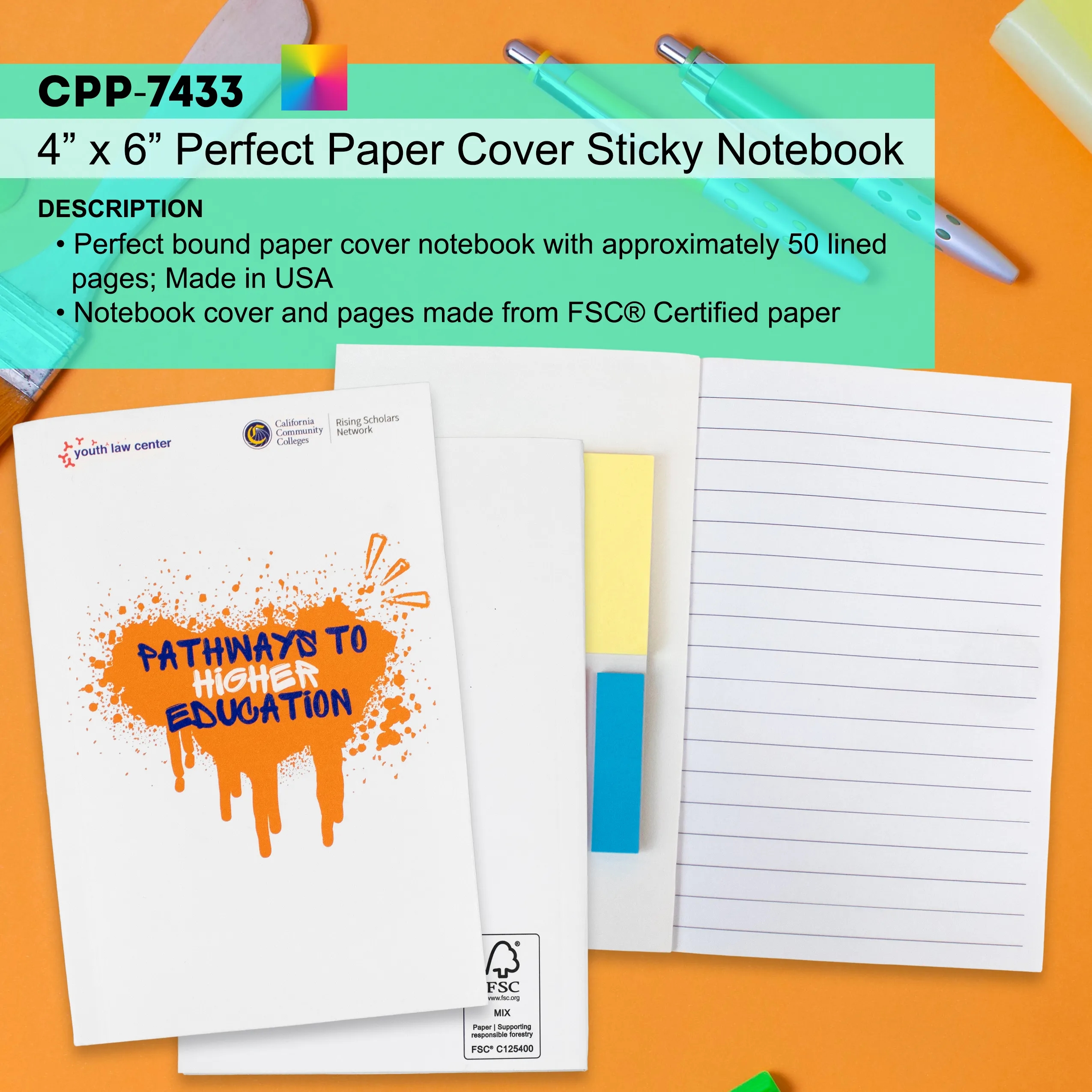 4" X 6" Perfect Paper Cover Sticky Note Book 4