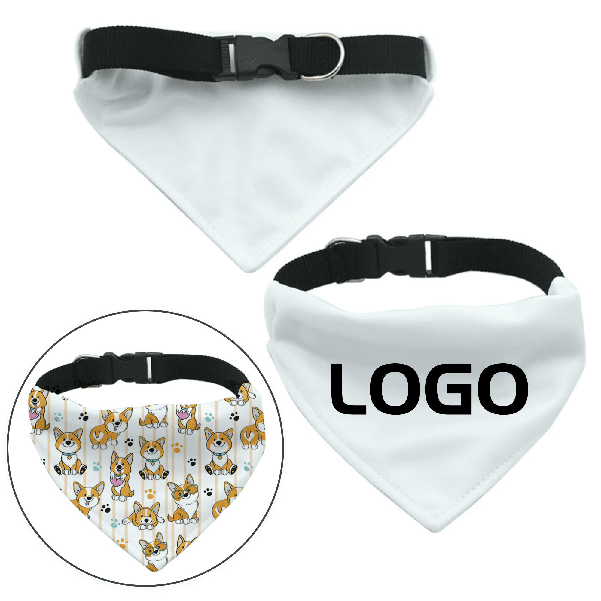 Custom Logo Pet Bandana Triangle Buckle Scarf 2