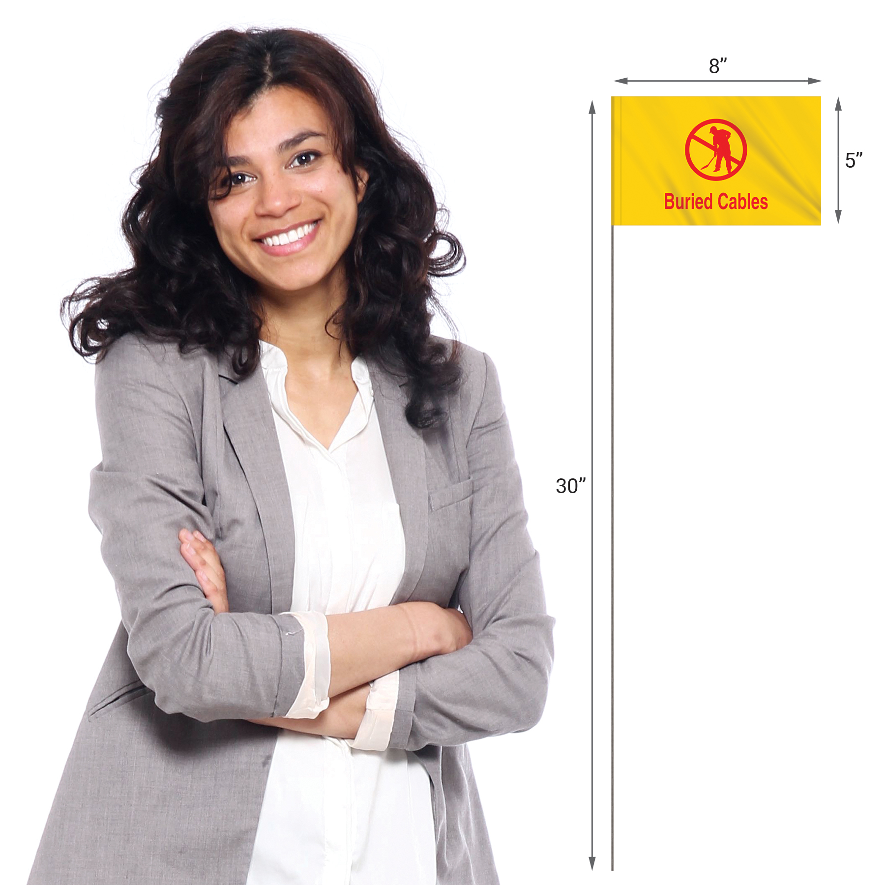 1-Color 5" x 8" Custom Vinyl Marking Flag with 30" Wire 11