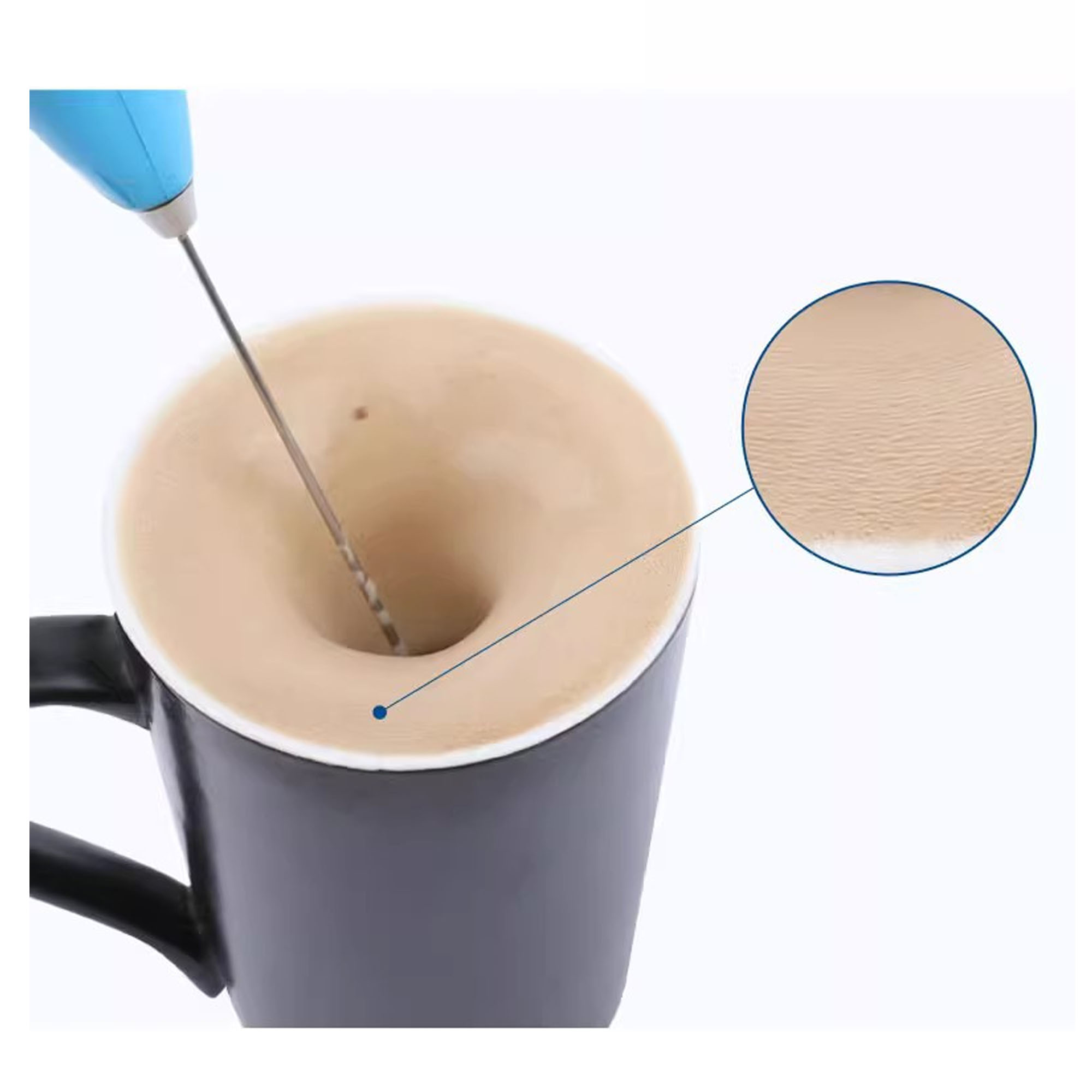Powerful Handheld Milk Frother Stainless Steel Drink Mixer with Frother Stand 6