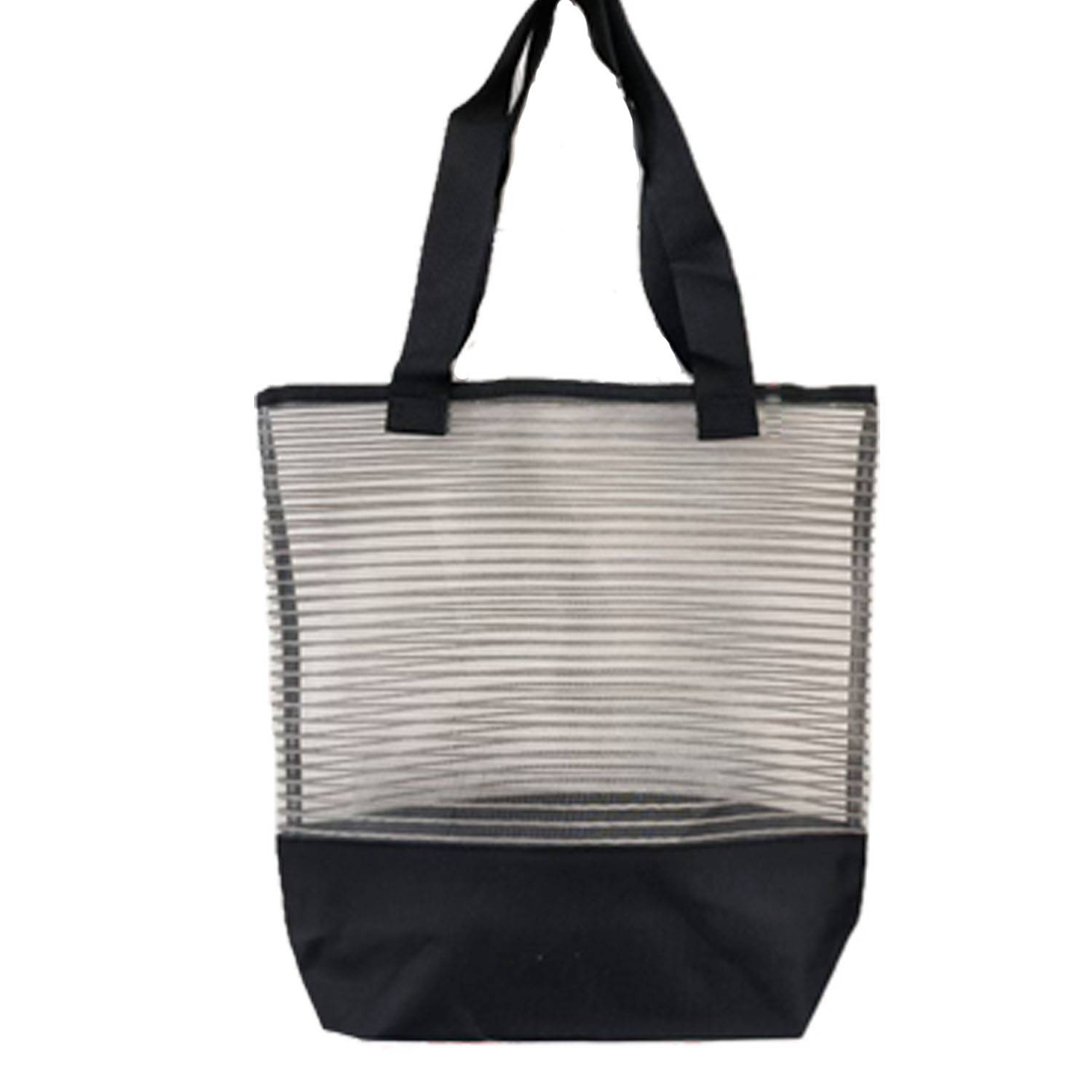 Sheer Mesh and Polyester Pinstripe Tote Bags 4