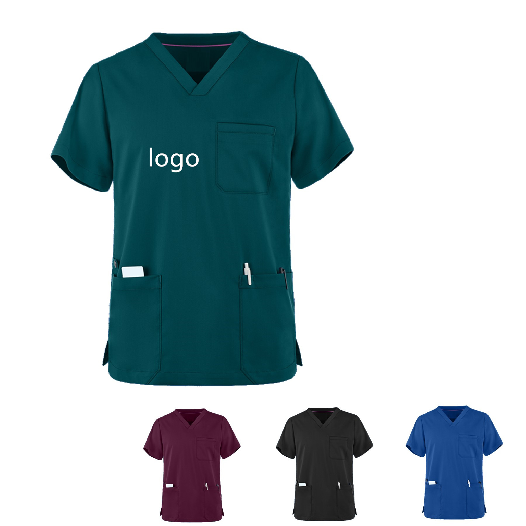 Men Women Scrubs Top V-Neck Tunic 2