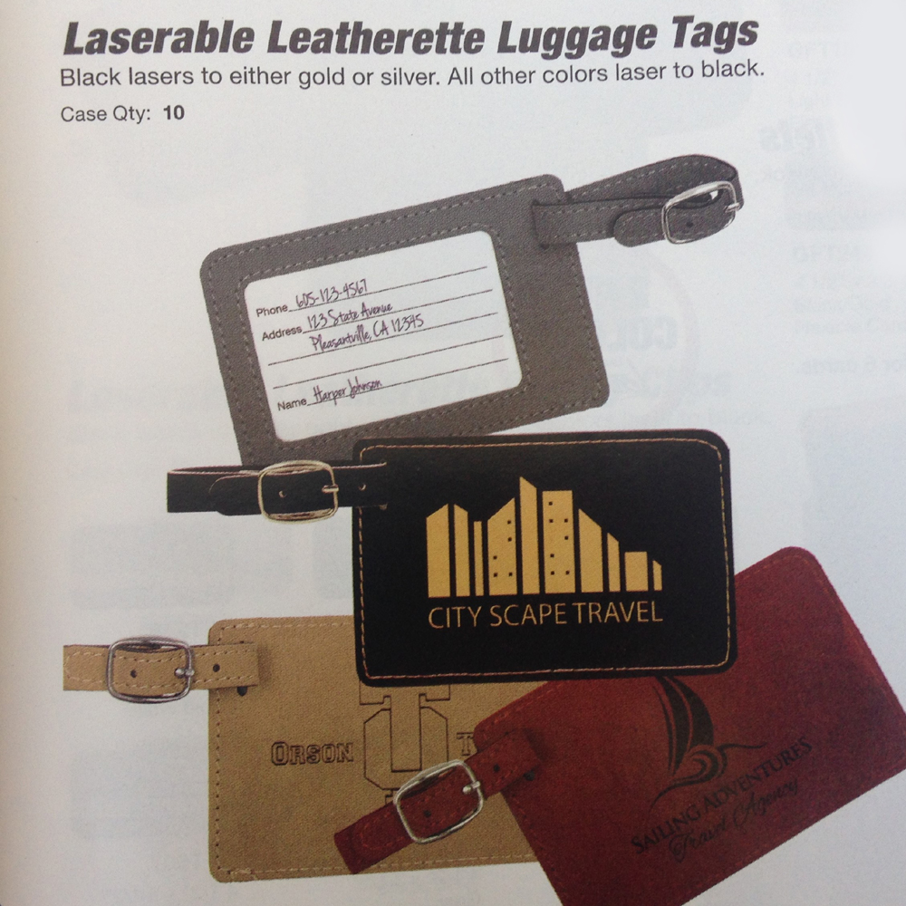 Leatherette Luggage Tag - Dark Brown Screen Imprinted 4