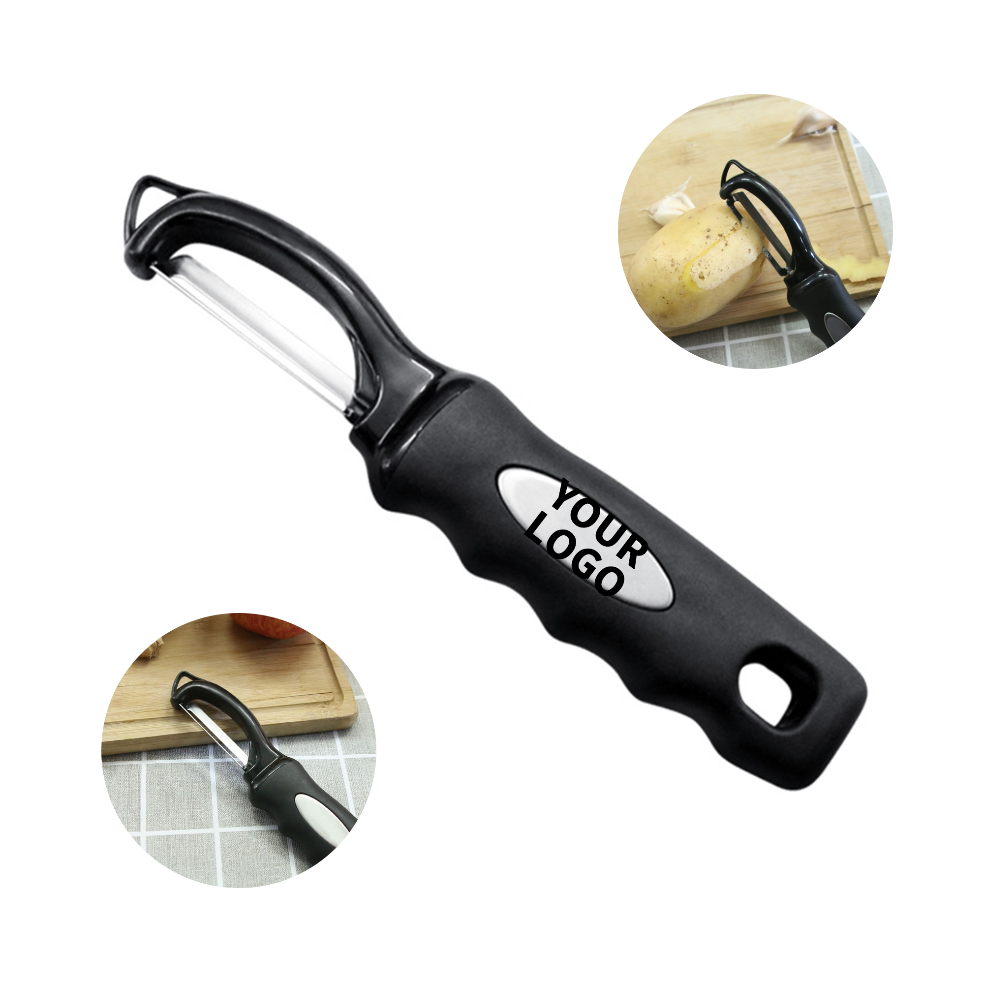 Stainless Steel Straight Blade Peeler 7.5" Ergonomic Handle 2