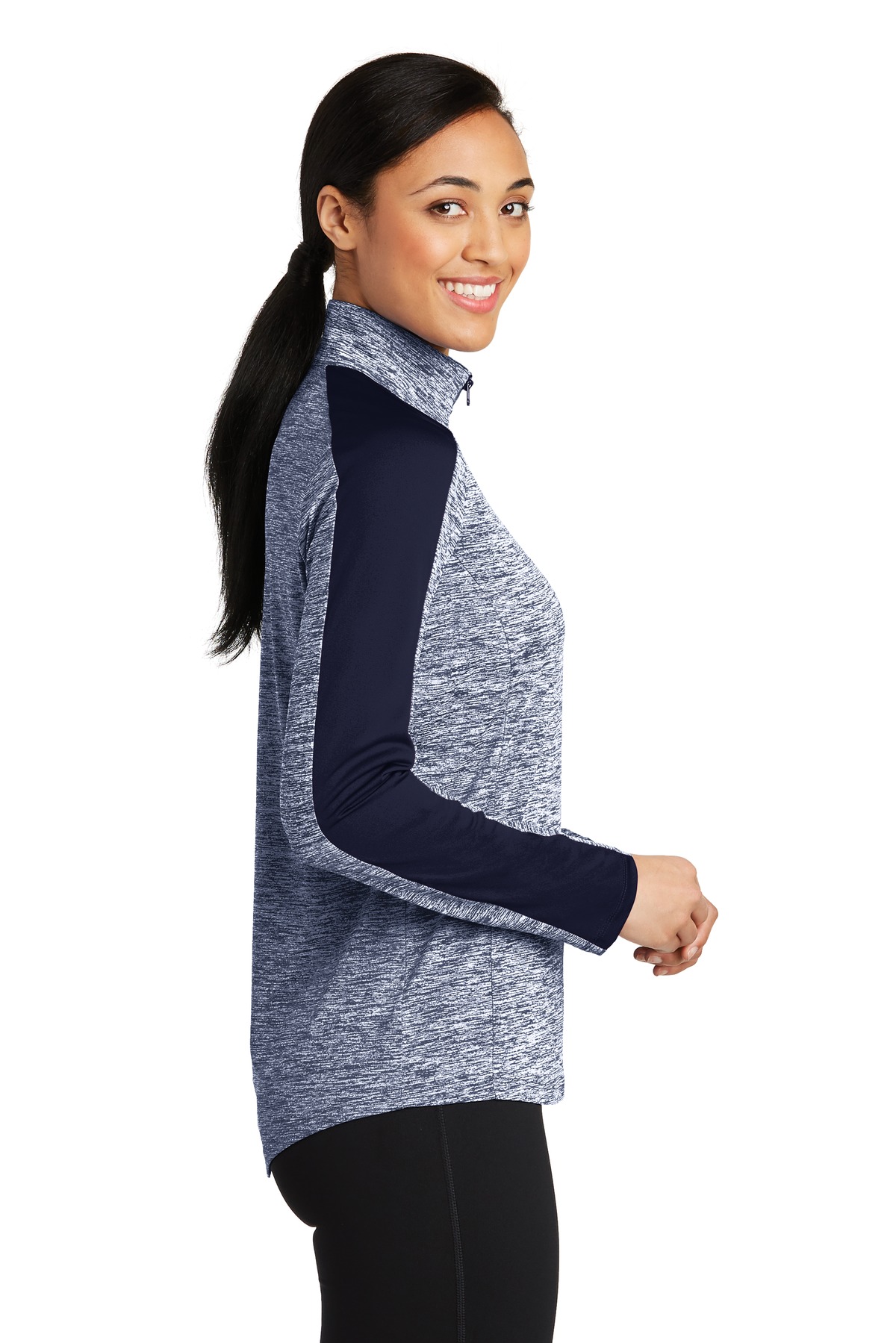 Sport-Tek Women's PosiCharge Electric Heather Colorblock 1/4-Zip Pullover. LST397 1