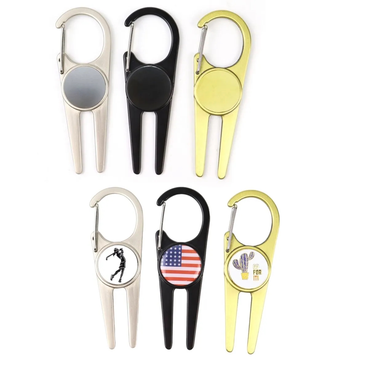 Golf Fork Pendant Lock Supplies Turf Repair Tool 4