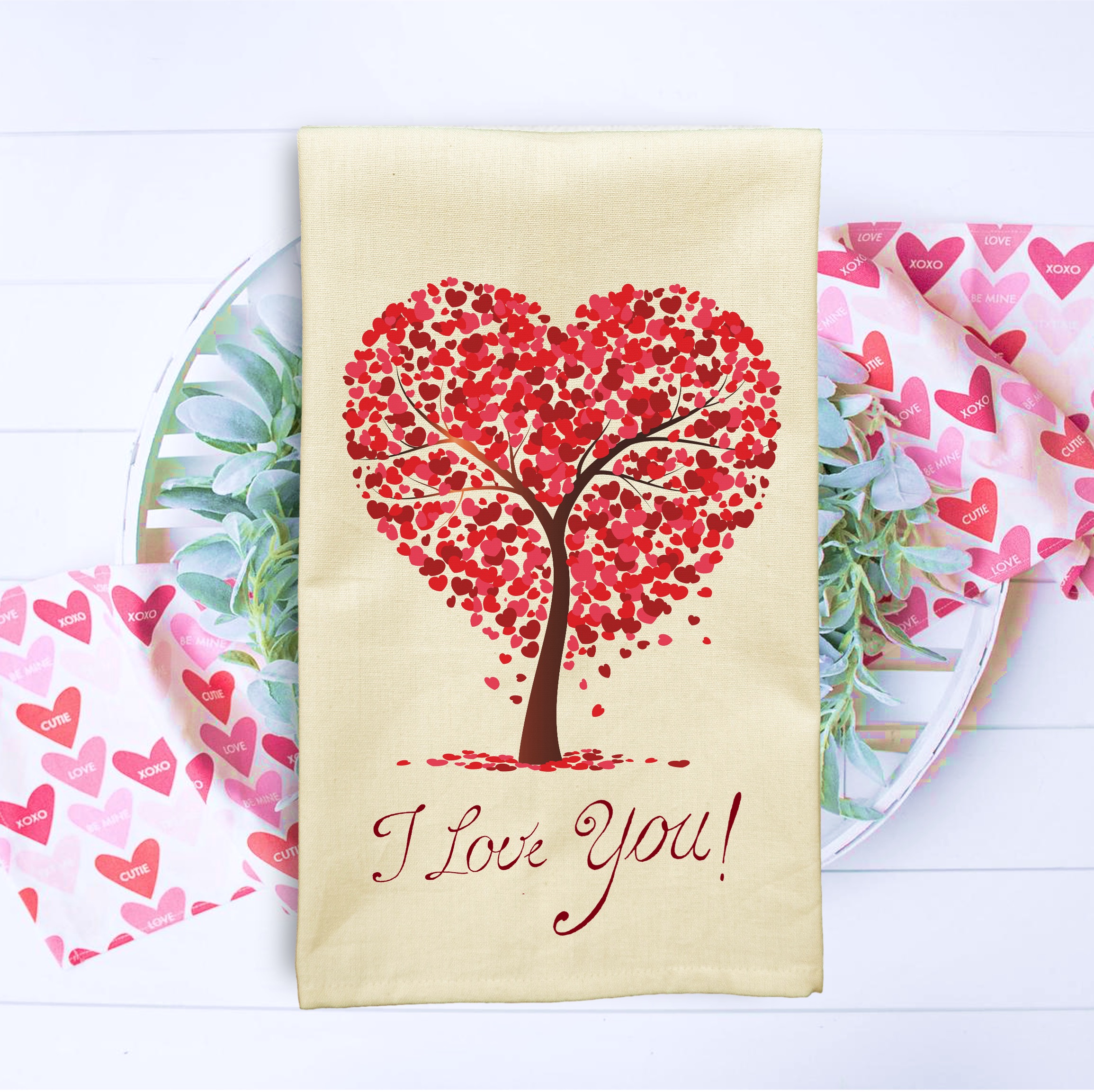 Cream Solid Plain Weave Kitchen Towel with Custom Print 9