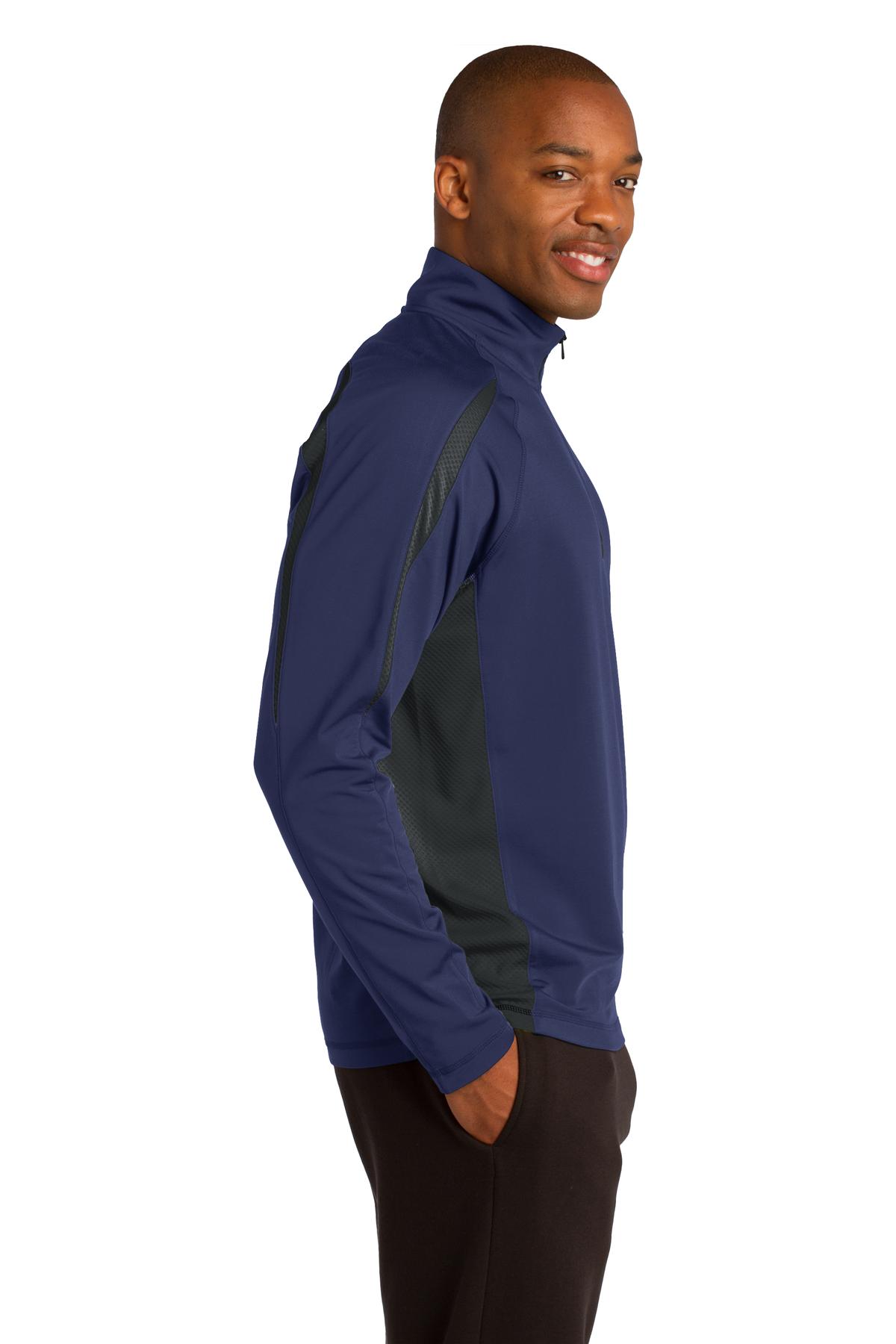 Sport-Tek Sport-Wick Stretch 1/4-Zip Colorblock Pullover. ST851, custom hoodie or sweatshirt with logo imprint 18
