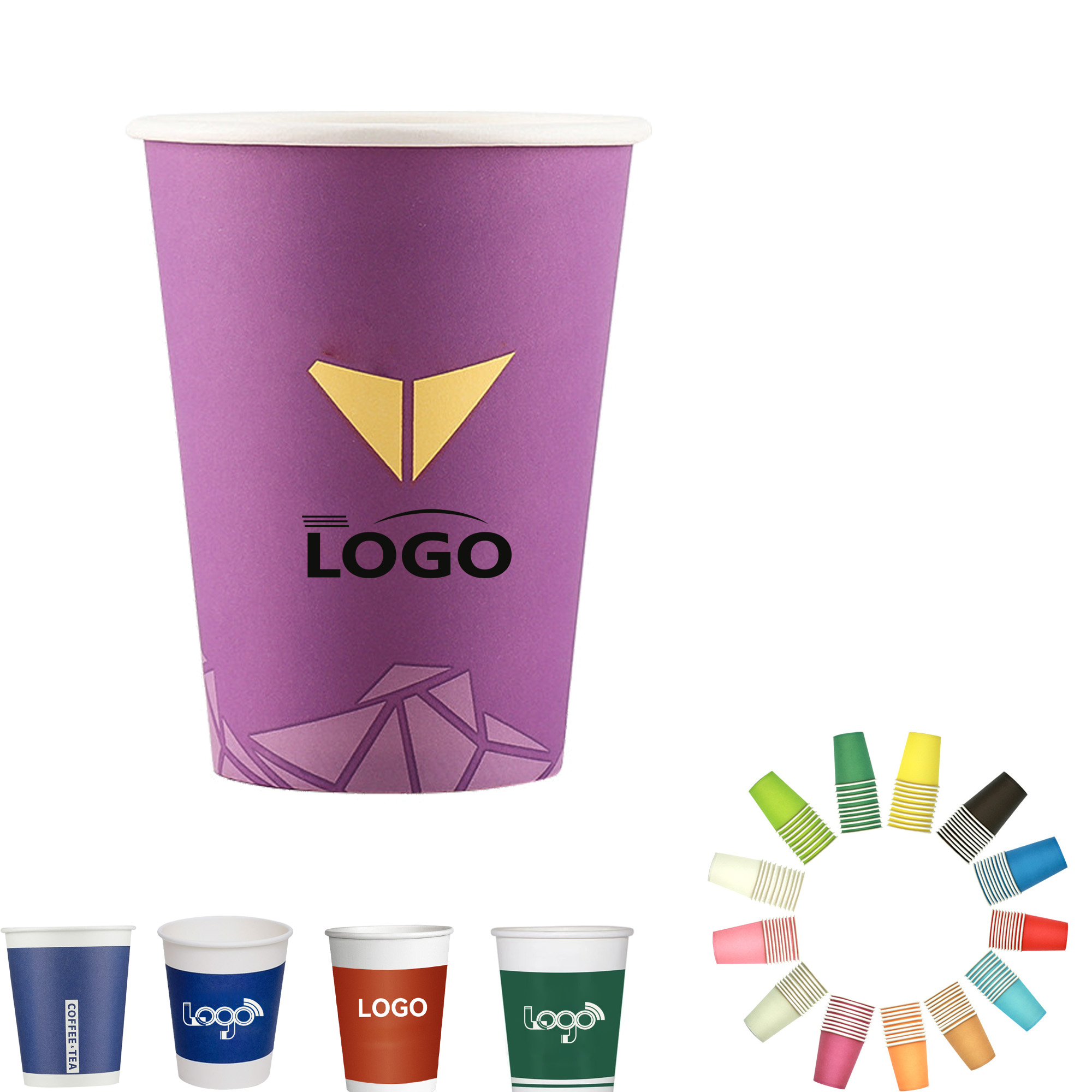 MOQ 500PCS Full Color Printed 9 Oz Paper Hot/Cold Cups 2