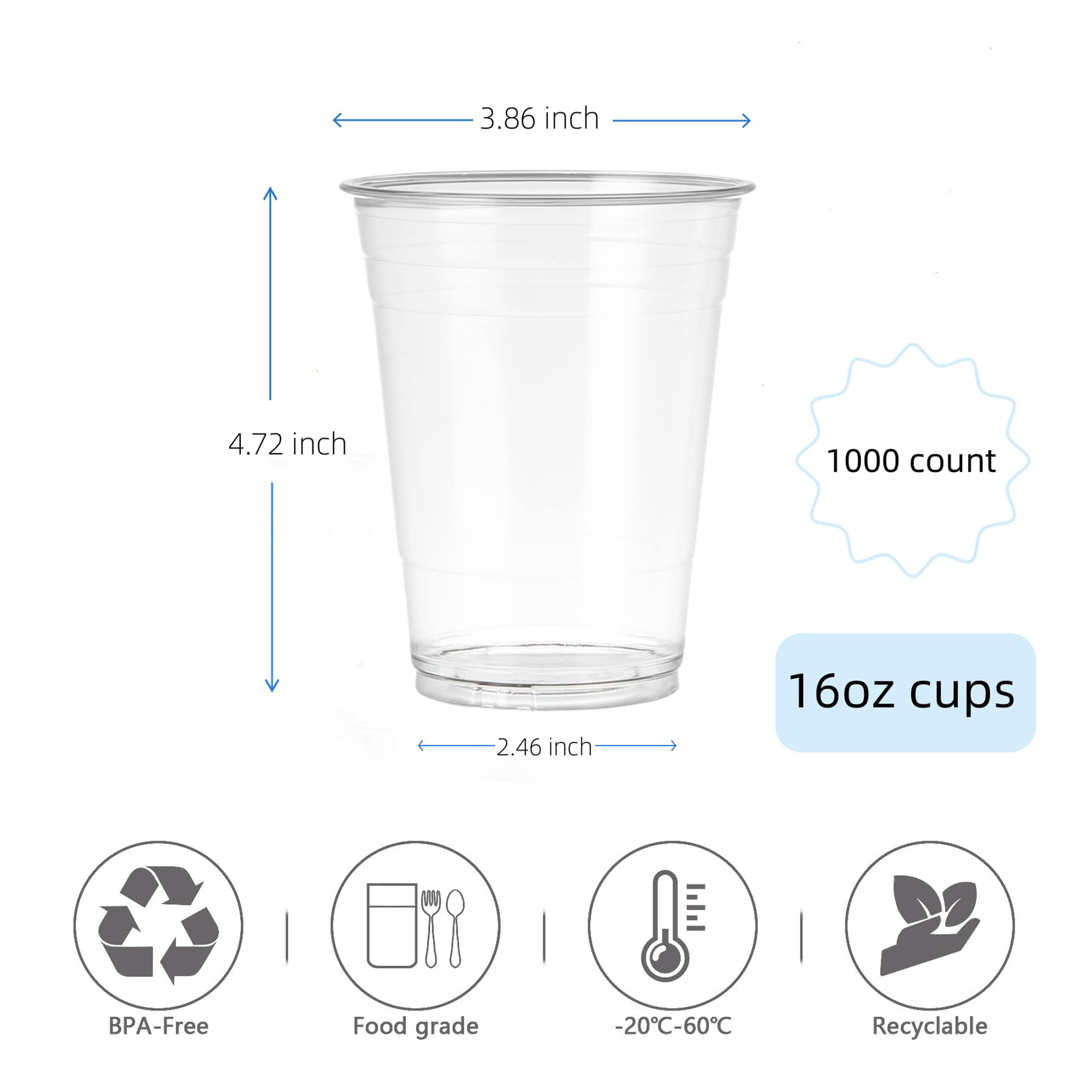 16 oz PET Plastic Cups 3