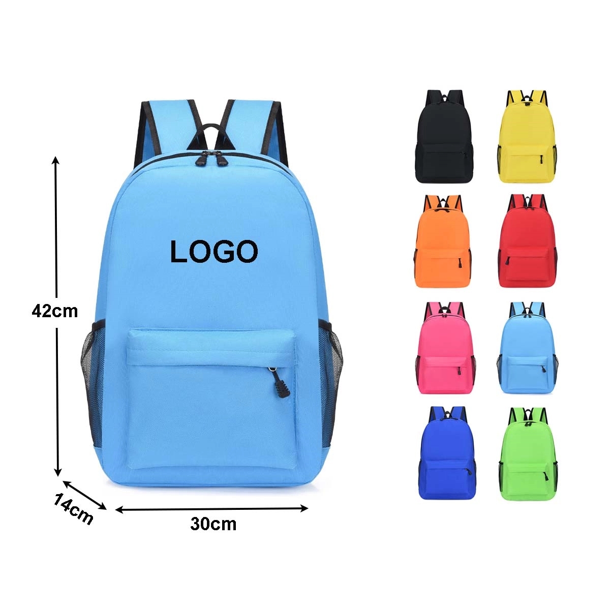 Solid Color School Student Backpack 1