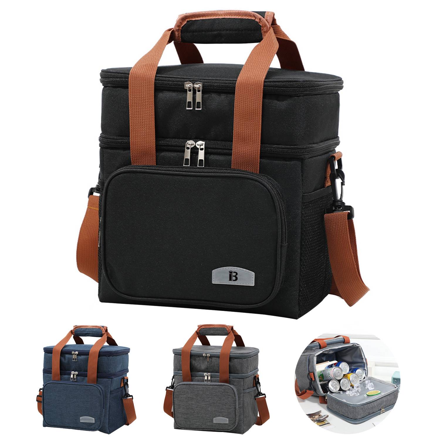 Oxford Double-layer thermal cross-body Insulated lunch bag