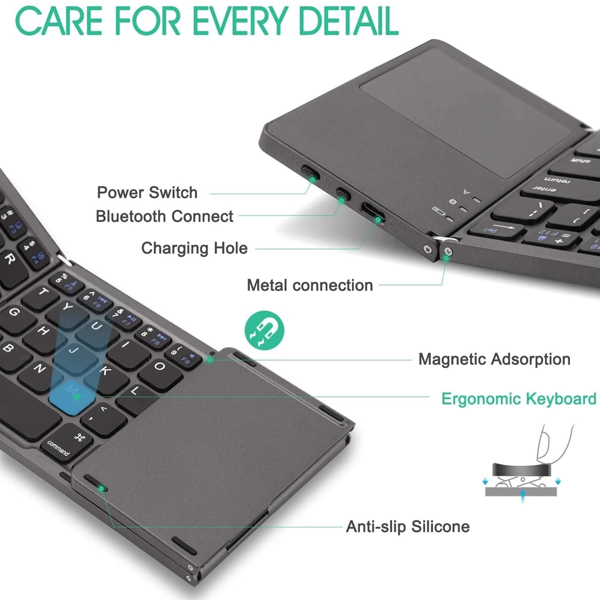 Foldable Bluetooth Keyboard With Touchpad 6