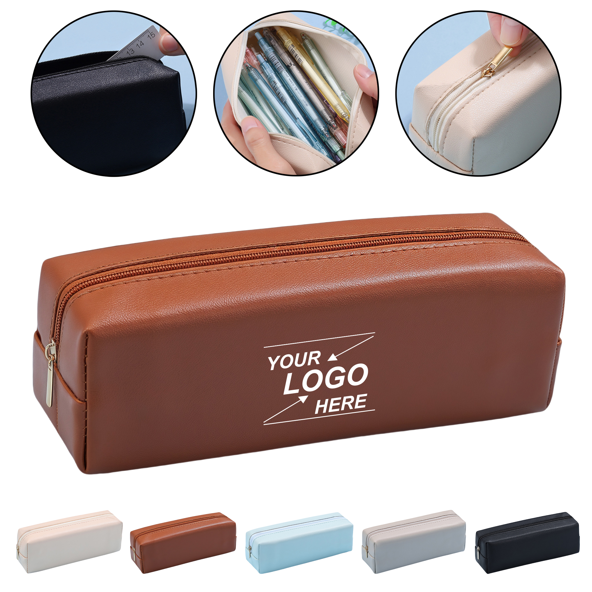 Large Capacity PU Leather Pencil Case 6