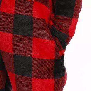 Women's Flannel Plaid Hooded Onesie 6