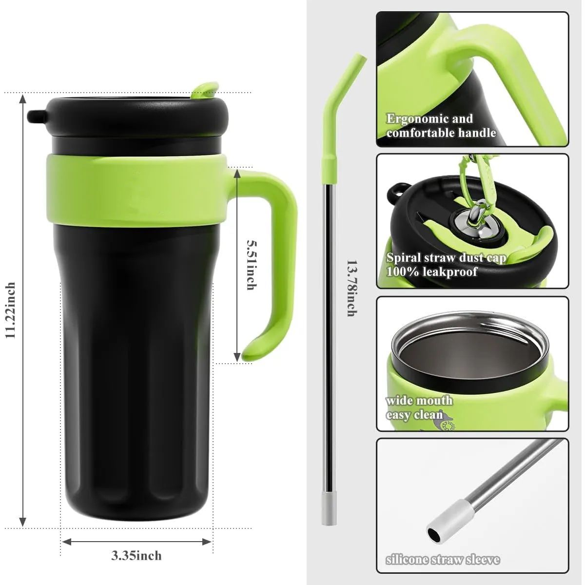 42oz Reusable Stainless Steel Straw Handle Tumbler 3