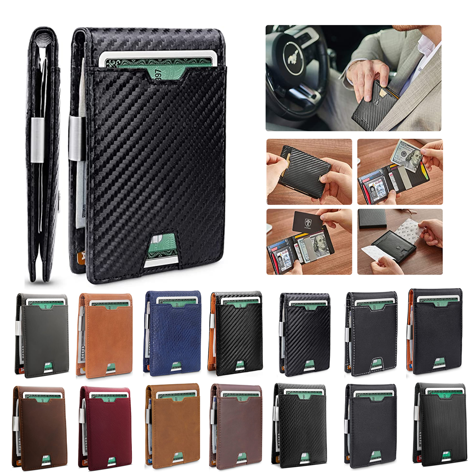 Mens Slim Wallet with Money Clip 1