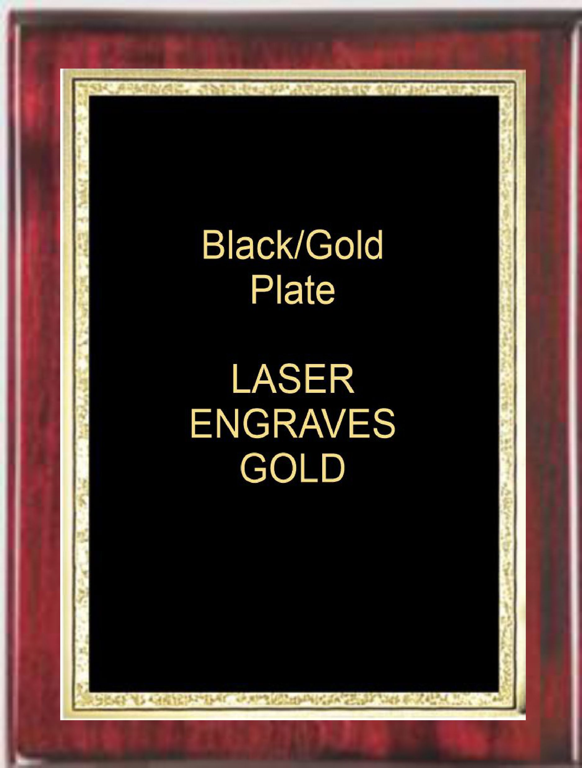 7-1/4" x 9-1/4" Rosewood Piano Finish Standing Plaque with a Black Florentine Plate 1