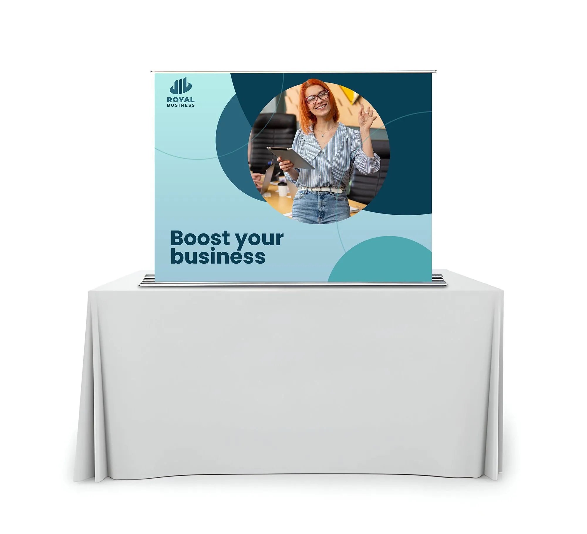 Silverstep Tabletop 48'' Retractable Banner Stand with Light 3