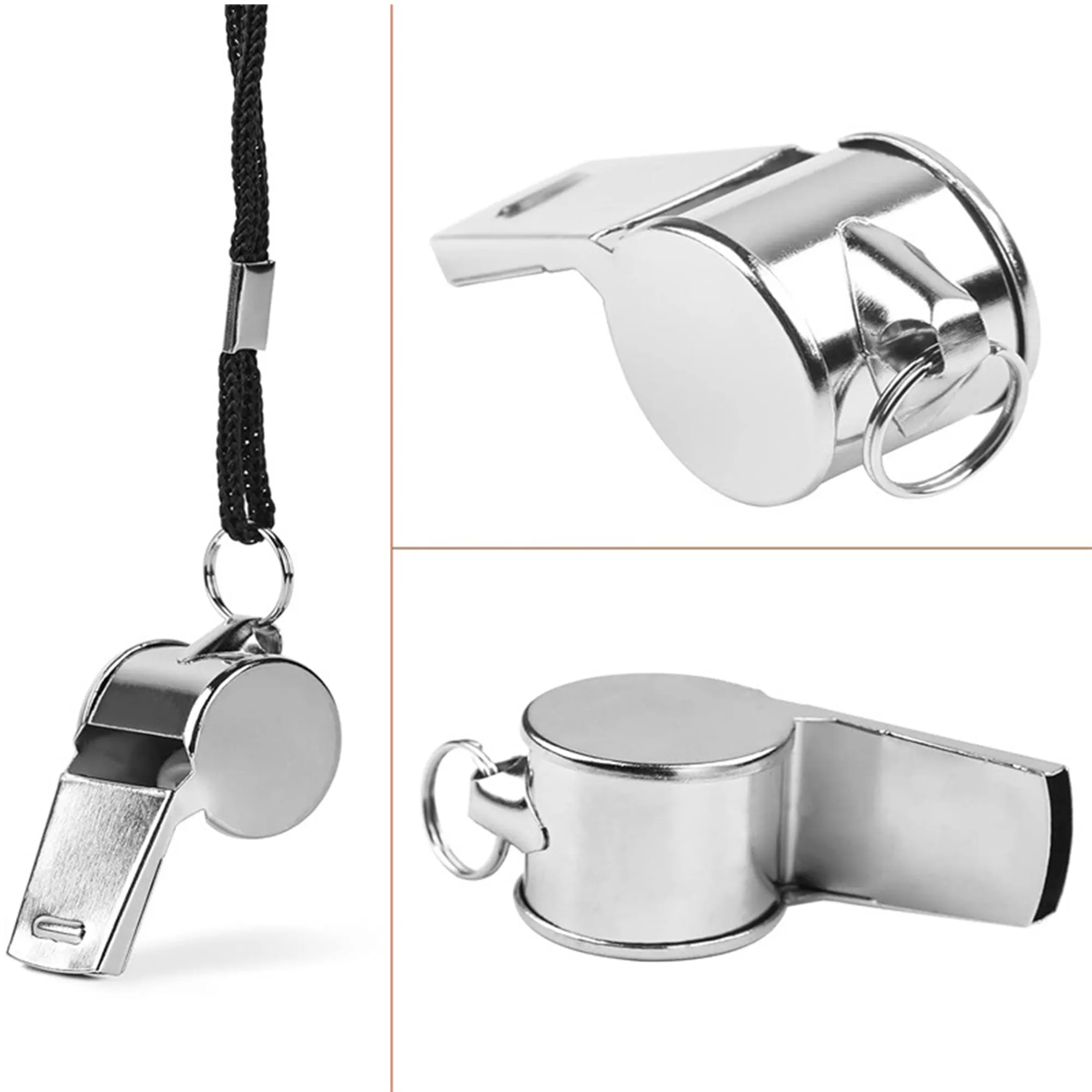Stainless Steel Sports Whistle with Lanyard for Referees 4