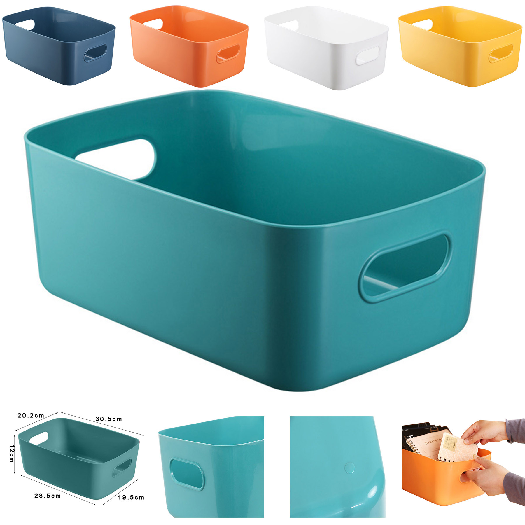 Solid Color Lidless Double Ear Handle Storage Basket 2