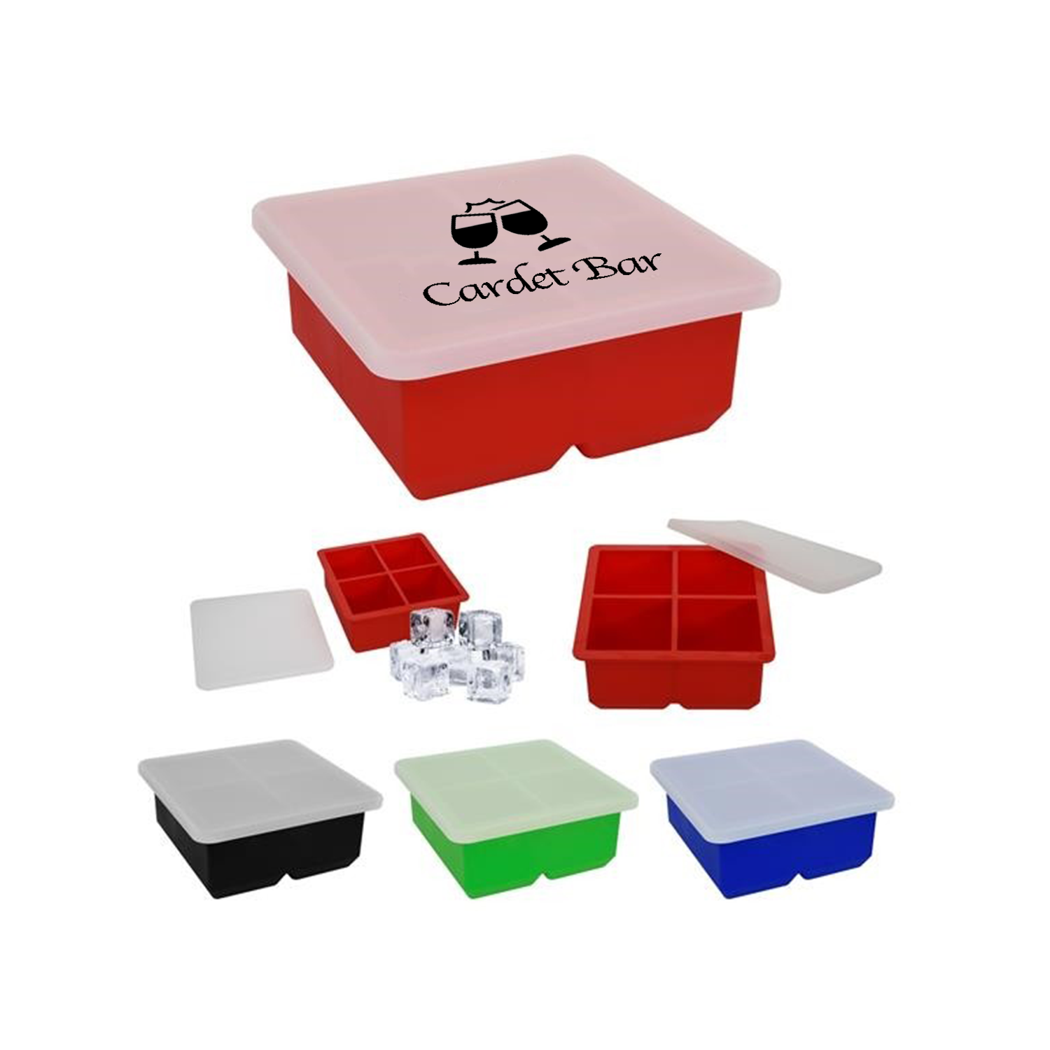 Ice Cube Tray-4 Squares with Lid 2