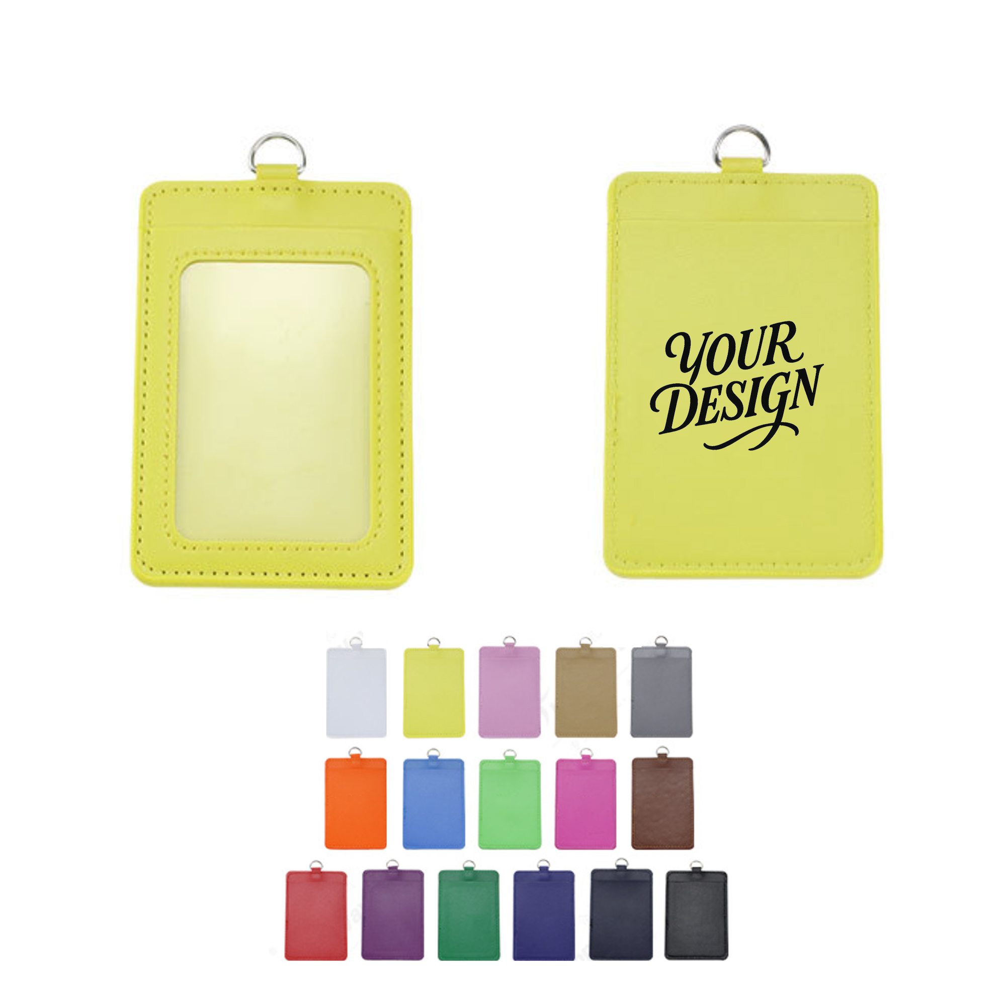 Custom PU ID Card Holder with Lanyard Loop 2