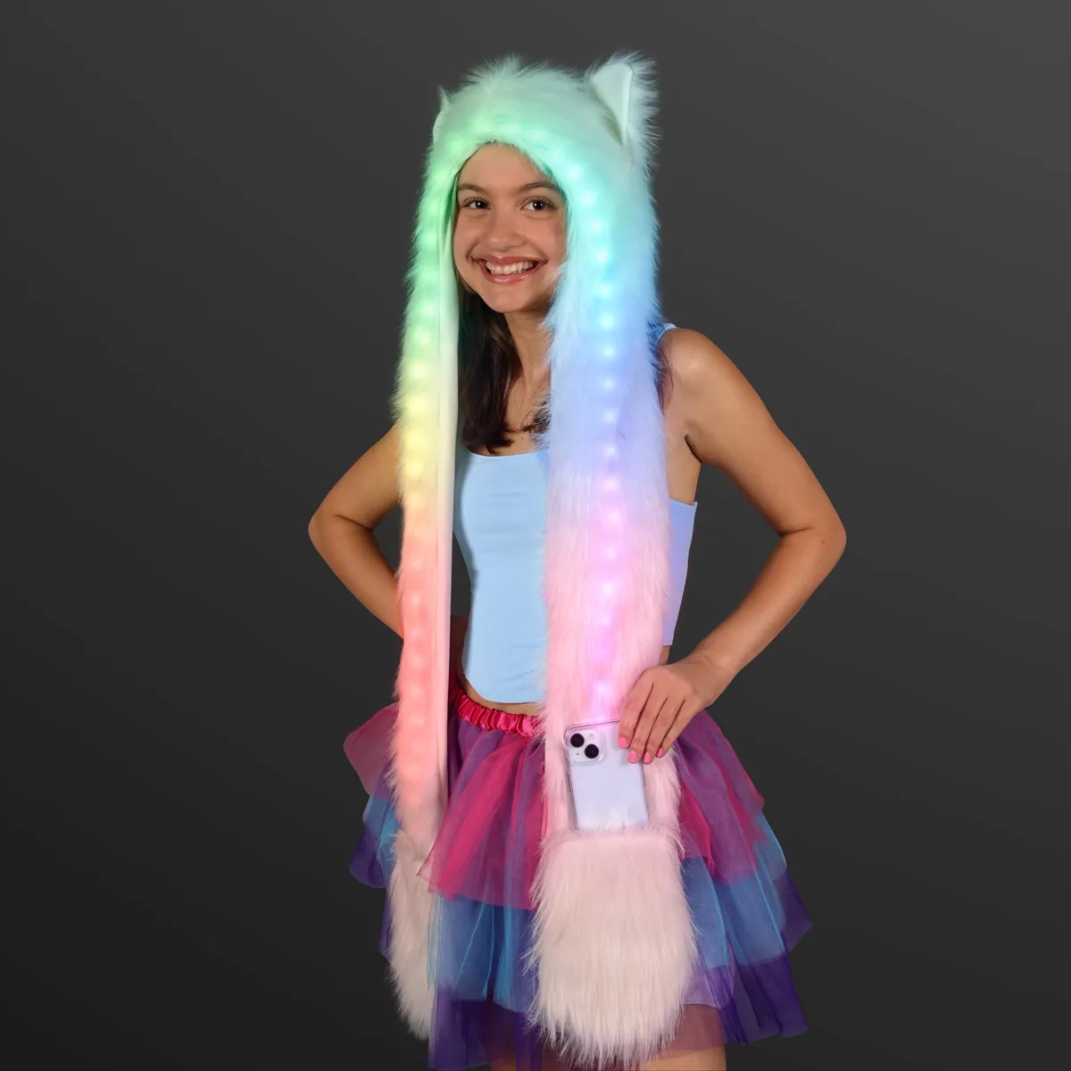 Faux Fur Hood Light Up Ears & Paws 2