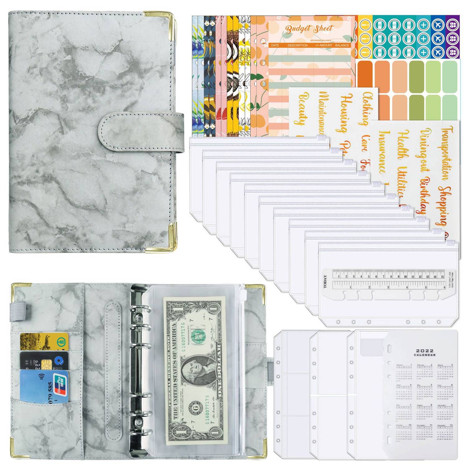 A6 PU Leather Marble Binder Set 2