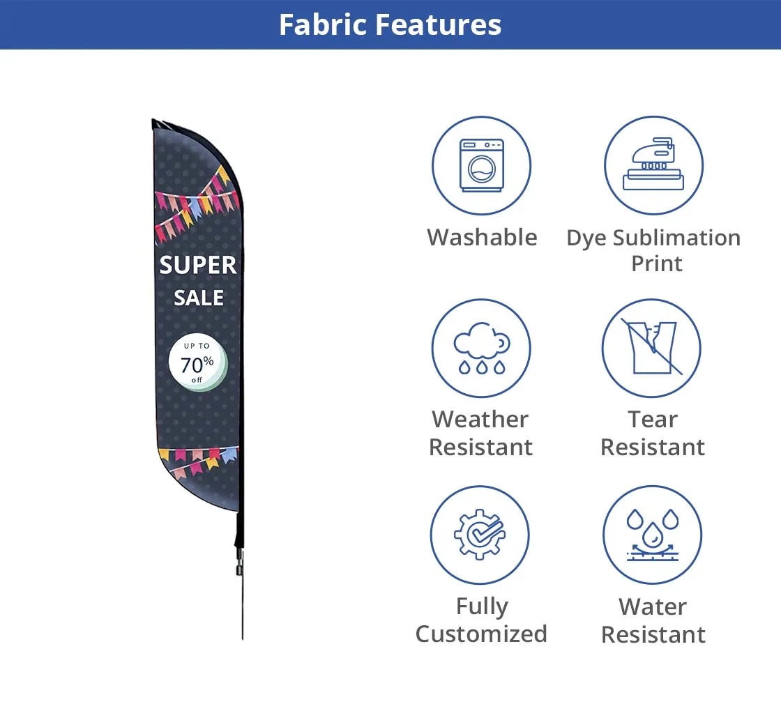 2ft x 9.5ft Feather Flag - Mesh-Cross base with Water Bag 4