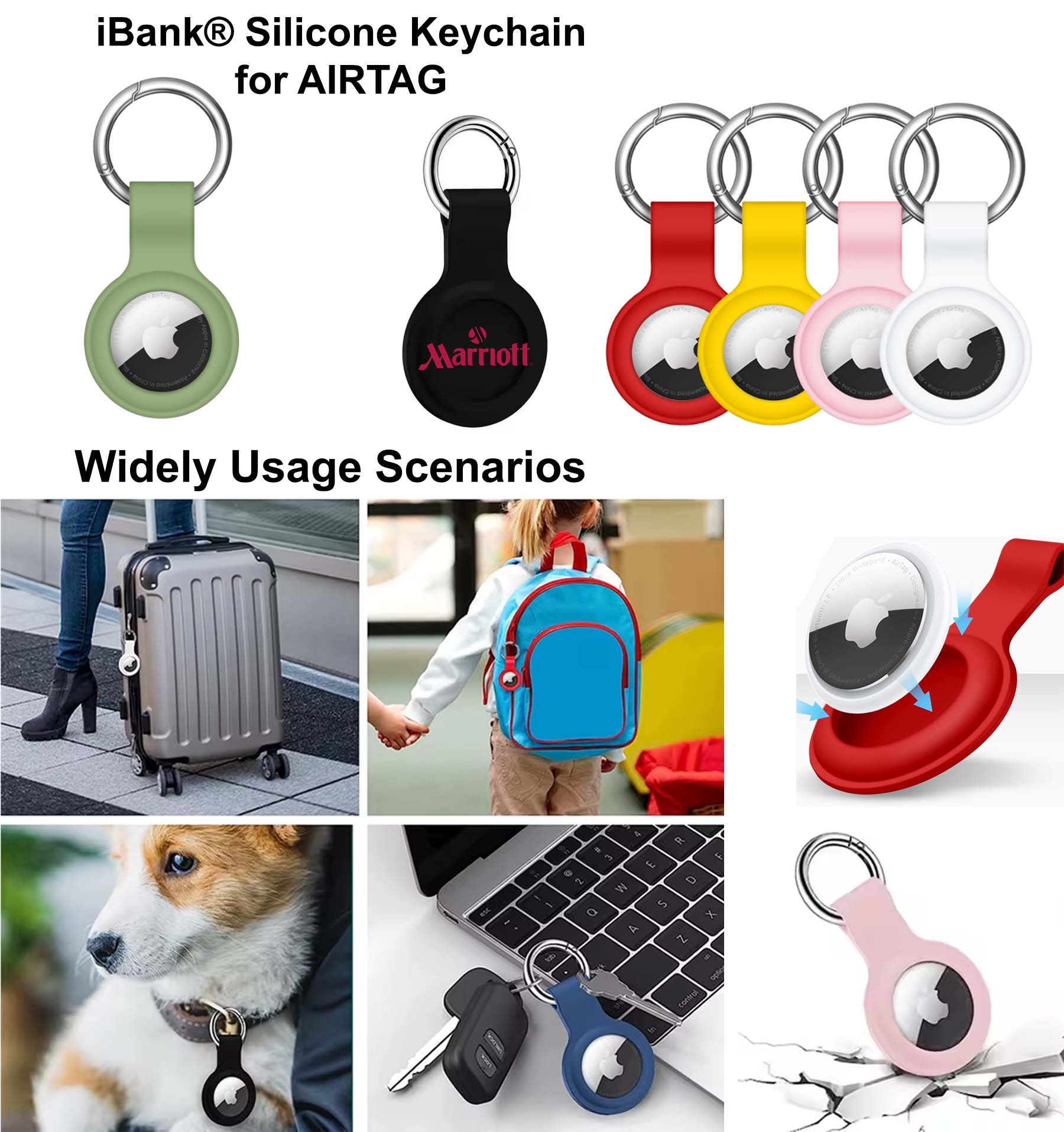 iBank ® Silicone Keychain compatible with AIRTAG 1