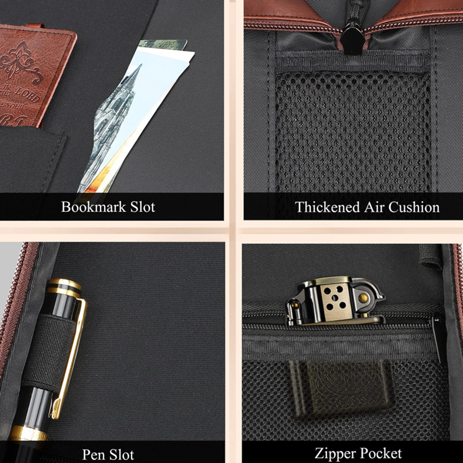 PU Leather Book Cover Carrying Case Bible Bag w/ Handle 13