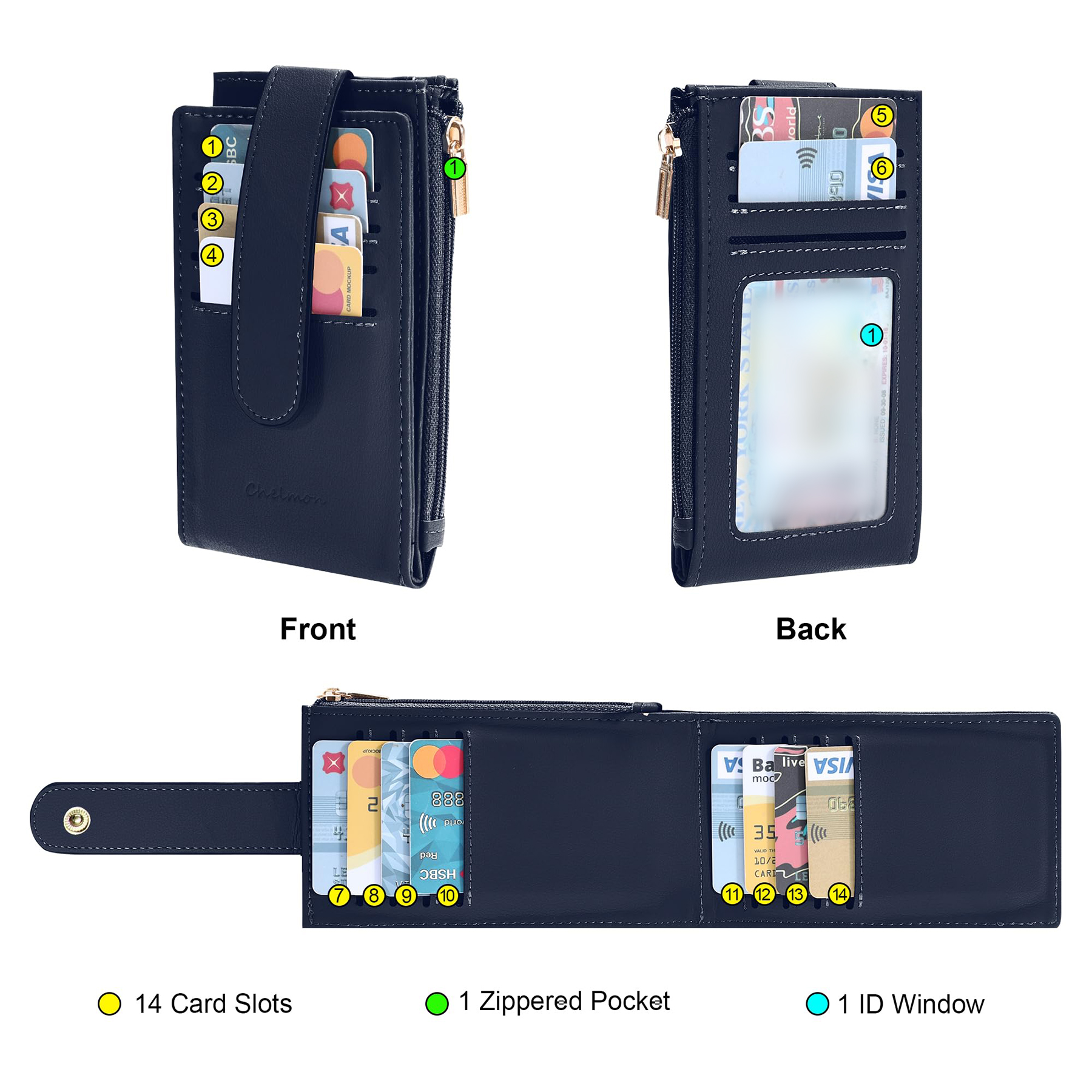 Womens Walllet Slim RFID Blocking Bifold Multi Card Case 2