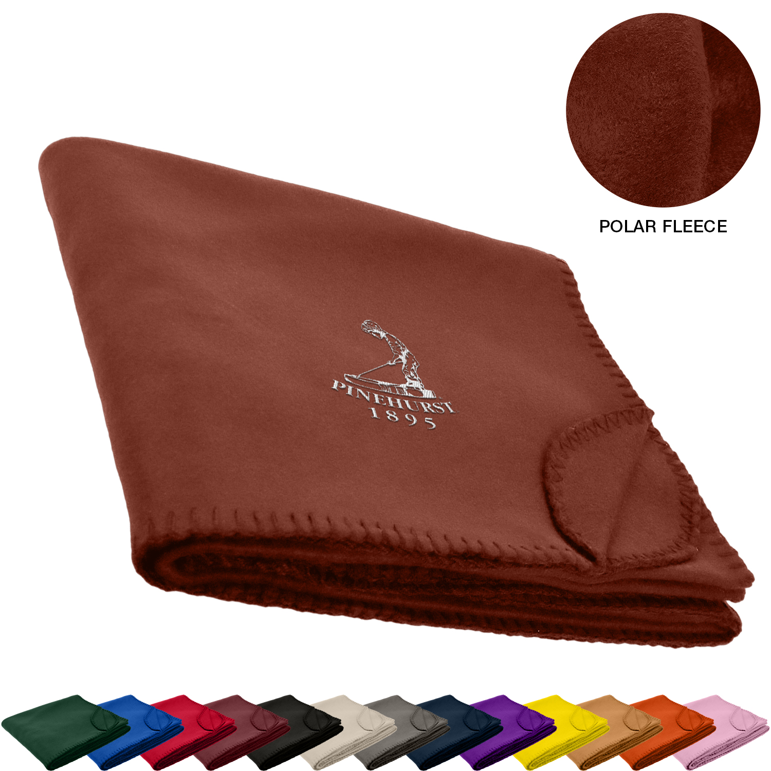 260 GSM Polar Fleece Throw Blanket with Matching Whipstitch Trim 50"x 60" 2