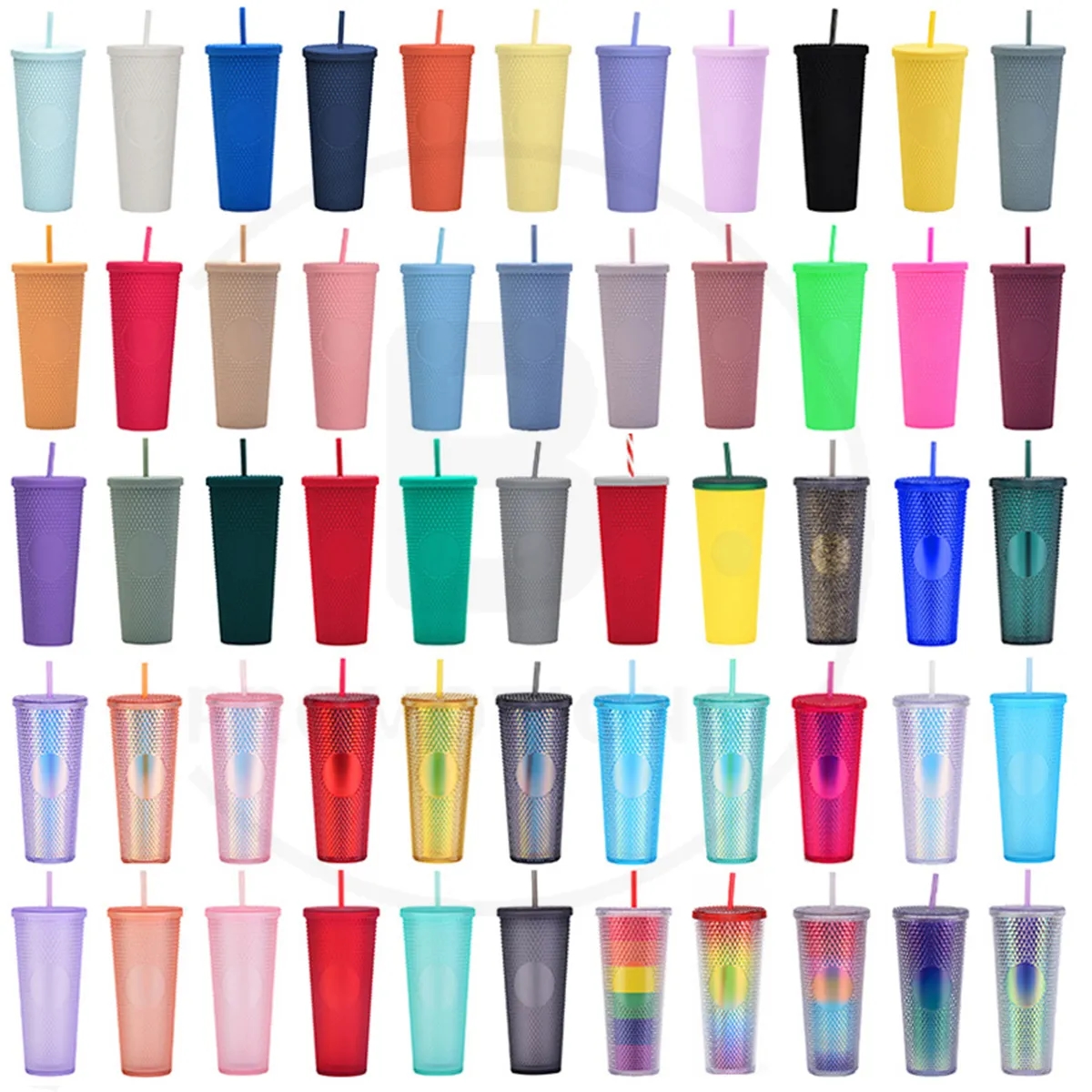 24oz Double Wall Plastic Studded Tumbler with Lid and Straw 4