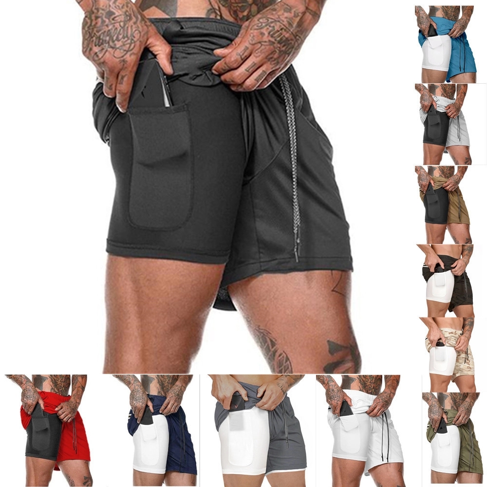 Men'S 2 In 1 Workout Sport Shorts 4