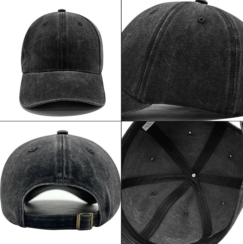 Washed Cotton Baseball Cap with Adjustable Buckle 6