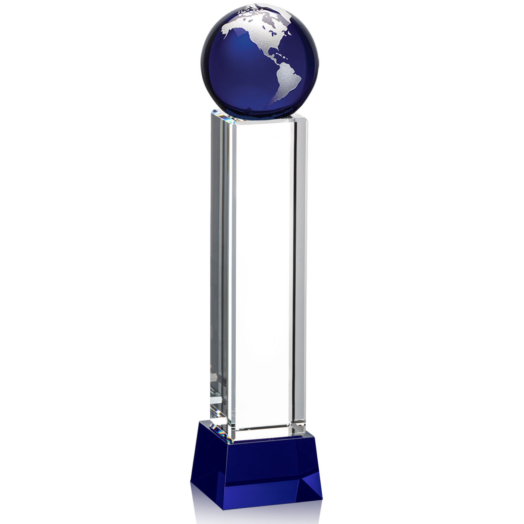 Luz Globe Award on Base - Blue/Silver 12