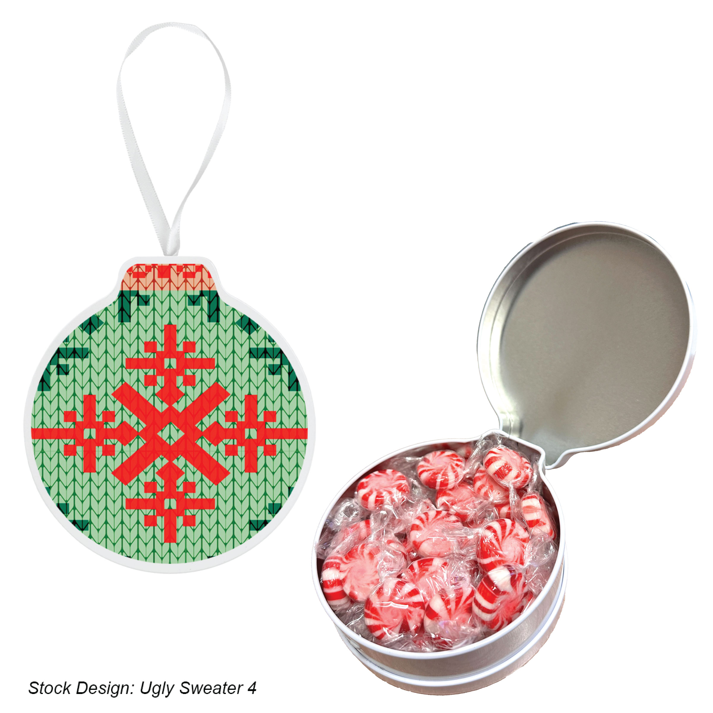 FULL COLOR ORNAMENT TIN WITH CANDY 25