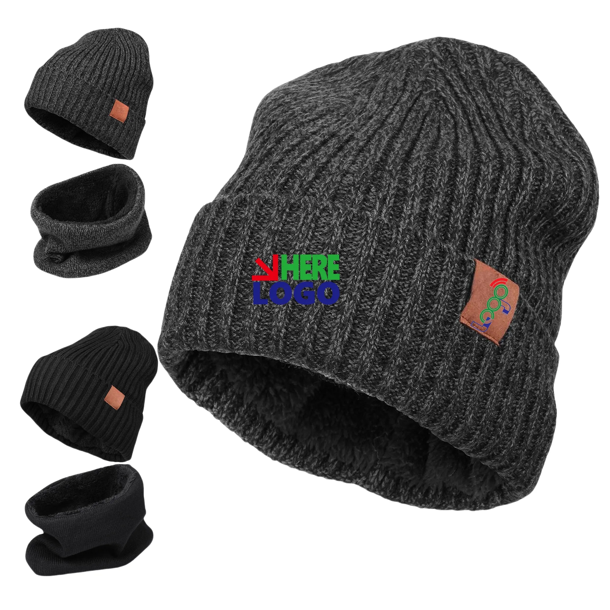 Premium Quality Men's Knit Hat Two-Piece Set MOQ100 2