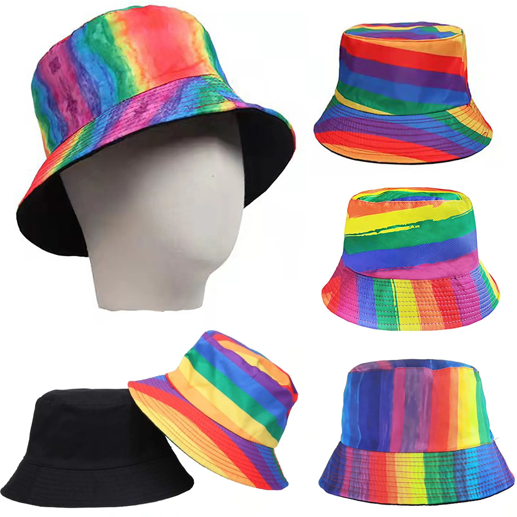 Reversible Men Women Rainbow LGBT Bucket Hat