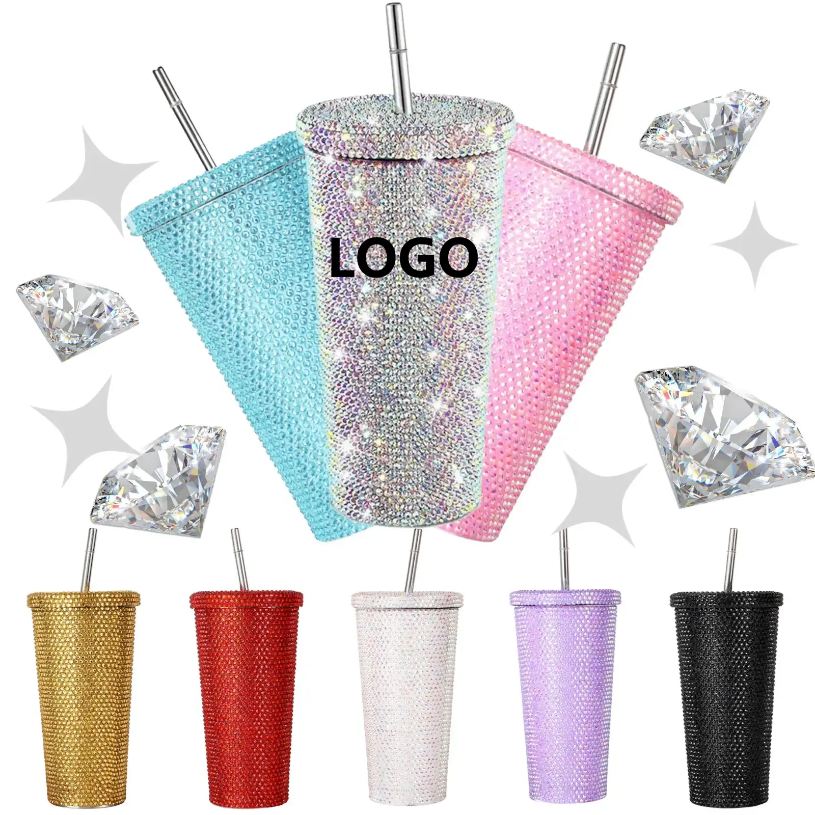 16 Oz Bling Diamond Straw Cup 3
